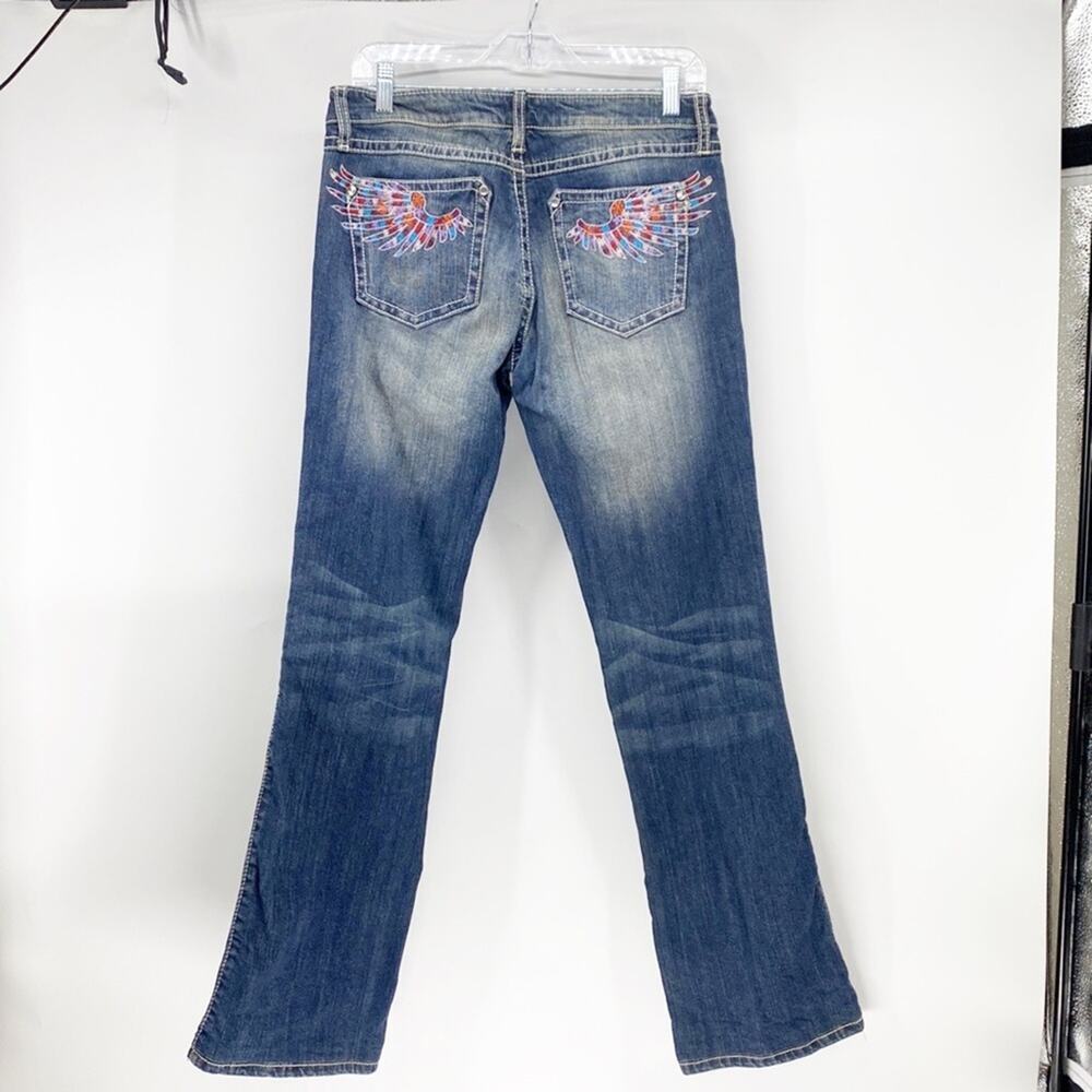 Wrangler Rock 47 angel wing embroidered sparkle ultra Low rise bootcut Y2K